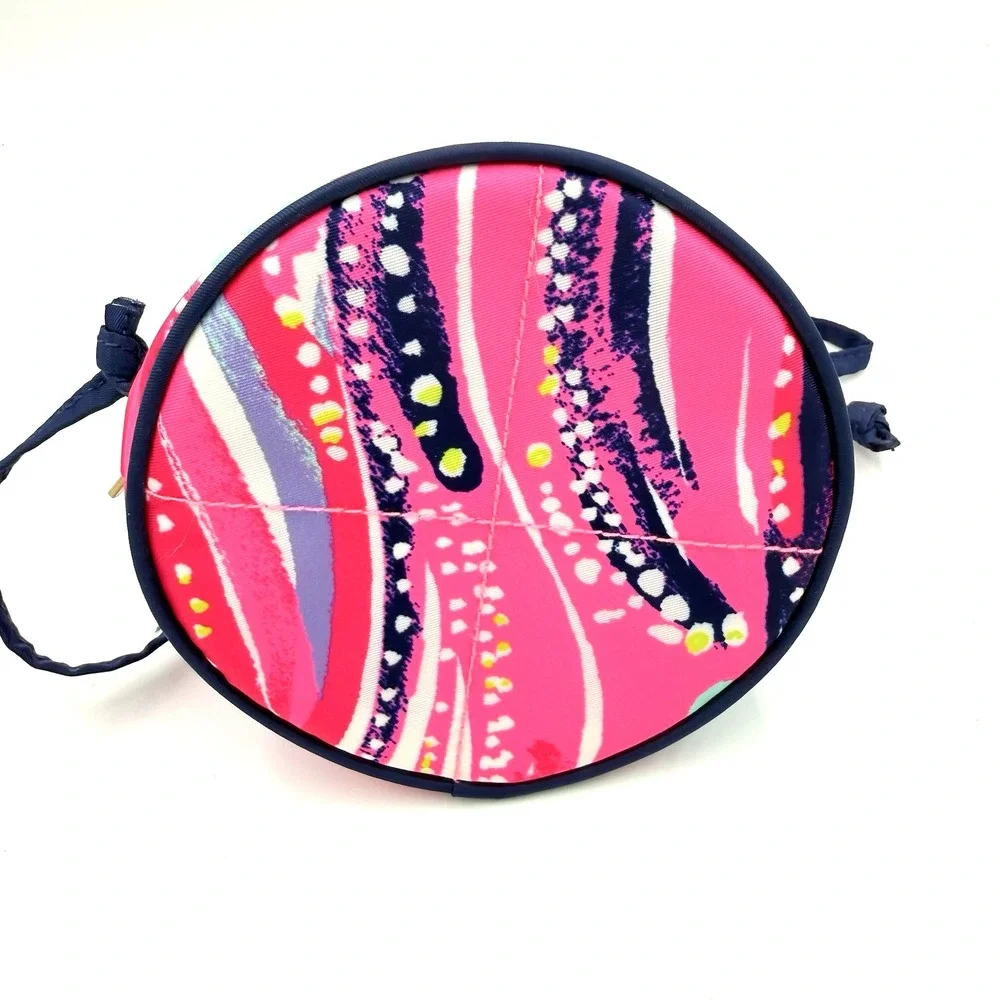 Lilly Pulitzer Pouch Drawstring & Zipper Makeup Bag Dragonfruit Oh My Guava 2 pc